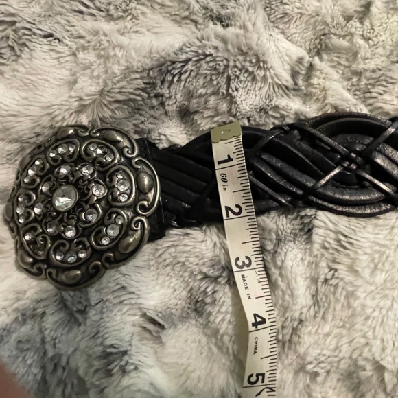 VINTAGE LEATHER WOMENS BELT, ,With STERLING  SILVER ORNATE BUCKLE - Picture 7 of 9